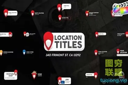 [FCPX插件]20种位置定点坐标文字标题动画 Location Titles