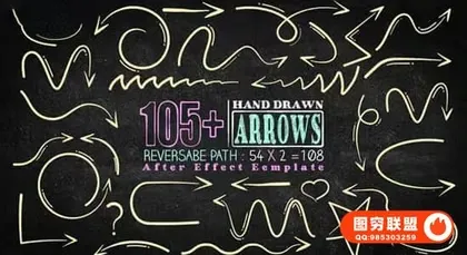 [AE模板]105个手绘线条箭头图形动画 Hand Drawn Arrow Pac