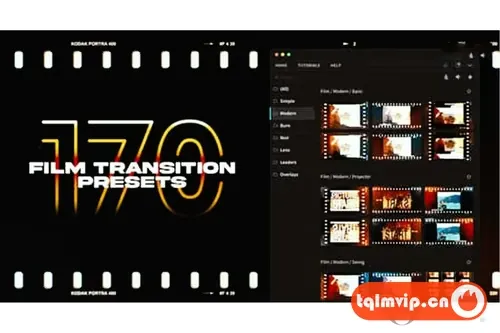 [AE/PR脚本]AE/170组复古老电影胶片转场过渡预设 Film Transitions