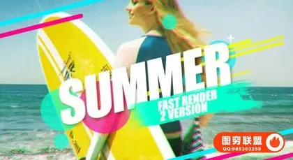 [AE模板]动感欢乐夏日炫彩图形快闪图文介绍展示动画 Summer Openers