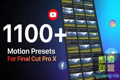 [FCPX插件]1100种图层运动缓入缓出弹跳蹦跶动画预设 Motion Pres
