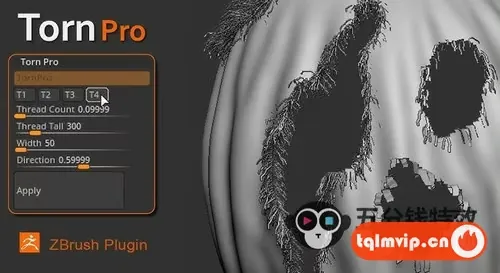 [其它插件]ZBrush布料切割划破做旧插件 Torn Pro