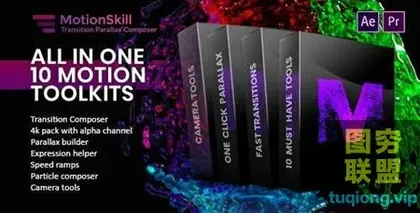 [AE脚本]运动转场视觉差表达式预设工具包All in One Motion Tr