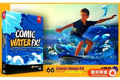 [AE模板]4K视频素材 109个二维卡通液体水流波浪翻腾MG特效动画 +AE模板