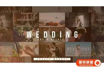 [AE模板]浪漫婚礼爱情照片电子相册图片幻灯片展示开场片头AE模板 Wedding Slid