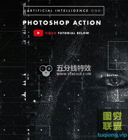 [PS插件]PS照片转黑白科技点信息技术效果动作