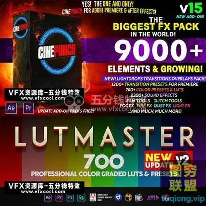 [AE插件]PR/AE/达芬奇/PS/FCPX视频特效调色预设素材工具包(ffx+3D LU