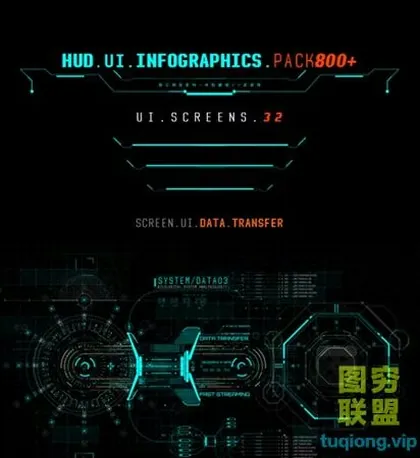 [AE模板]800+电影游戏高科技HUD科幻UI动画元素合集包
