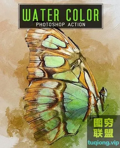[PS插件]PS一键转水彩绘画特效动作 Water Color Photoshop Acti