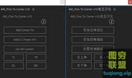 [AE脚本]汉化脚本图层边角控制随意定位放置脚本 AM Pins To Corne