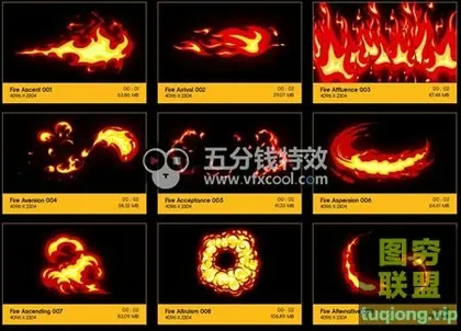 [AE模板]卡通火焰二维MG高清特效素材AE模板,卡通特效包装素材