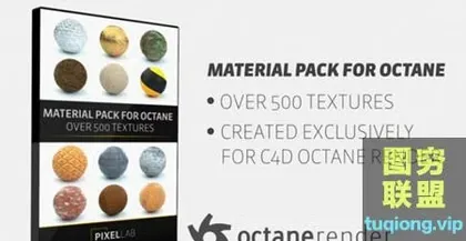 [C4D插件]Octane渲染器500种材质球预设 Pixel Lab Material Pa