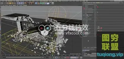[C4D教程]C4D制作桥梁坍塌动画+中文字幕