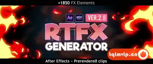 [AE脚本]1850种FX手绘游戏雷电能量火焰烟雾流体MG动画RTFX2.8.1