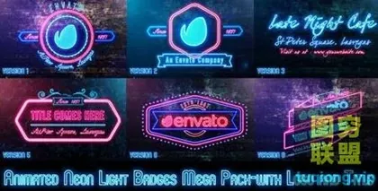 [AE模板]霓虹灯徽章标题logoAE模板Videohive