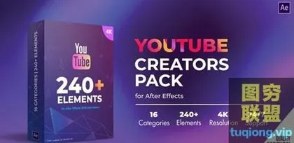 [AE模板]网络视频包装宣传制作动画元素 Youtube Creators Pac