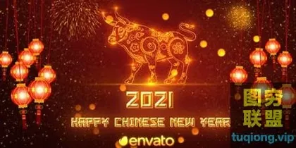 [AE模板]牛年中国新年灯笼烟花粒子片头开场 Chinese New Year G