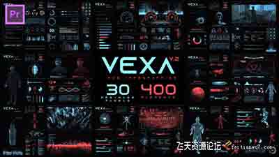 PR模板-380个未来数字科技HUD图形元素动画包 Vexa HUD Infographics