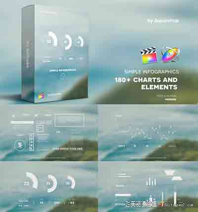 FCPX插件-110+圆环柱状图文字标题字幕信息数据图表动画预设