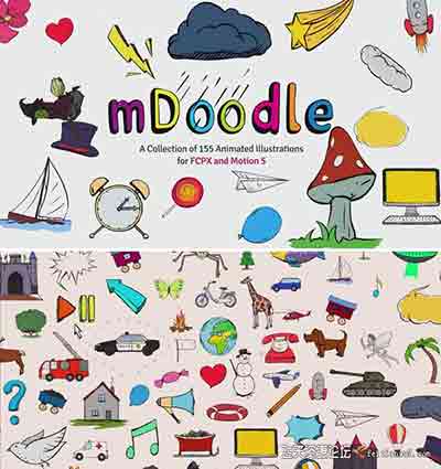 FCPX插件:155组儿童卡通涂鸦插画预设 mDoodle + 教程