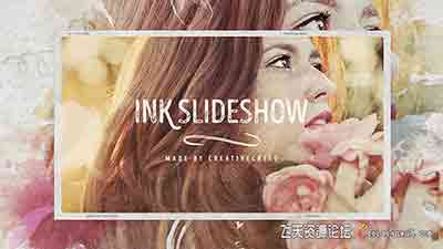 唯美水墨遮罩婚礼回忆照片相册幻灯片开场 Ink Slideshow