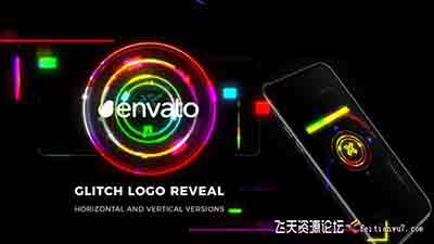 彩色信号损坏Logo动画 Glitch Logo Reveal