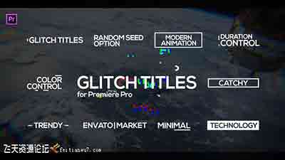 PR预设-信号损坏文字标题动画 Glitch Titles for Premiere Pro Essent