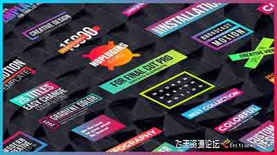 25个现代彩色渐变文字标题动画FCPX插件文字标题模板