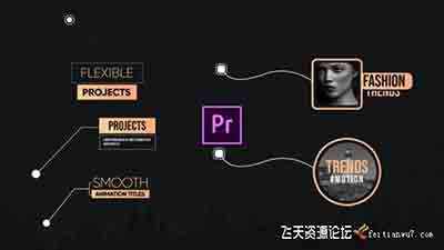 PR工程-5组独特的标注标题线条文字注释介绍动画产品介绍