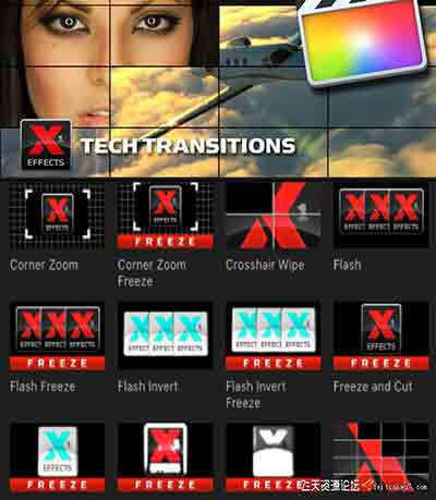 FCPX插件:动态分屏切割重复RGB分离转场插件 XEffects Tech