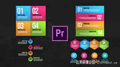 5组彩色信息图表图形动画列表介绍文字-Premiere模板下载