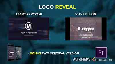 复古信号损坏Logo动画PR模板-Logo Reveal – VHS & Glitch Edition
