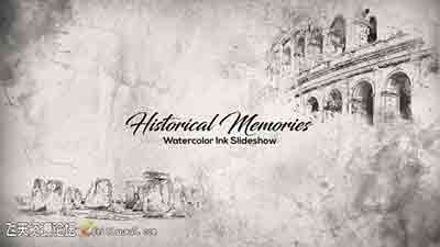 水墨晕染历史回忆片头 Historical Memories Watercolor Ink Slideshow