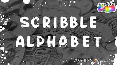 FCPX插件-卡通手绘流体元素字母表动画 Scribble Alphabet