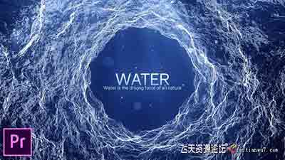 抽象波浪粒子浩瀚水流背景波光粼粼效果环保标题PR预设