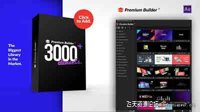 AE脚本-3000+文字标题排版图形视频转场图标MG动画元素包V3