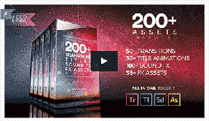 Premiere模板：200个转场效果文字标题音效合集包