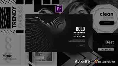 PR模板黑暗时尚文字排版图案介绍媒体卡片动画视频模板