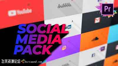 扁平化Logo动画PR预设-Flat Social Media Pack For Premiere Pro