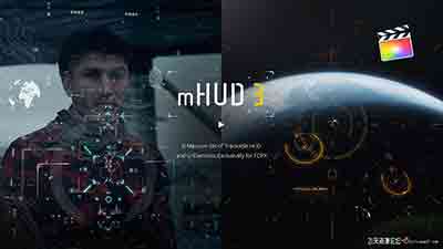140多种高科技科幻HUD平面跟踪图形标题元素工具包FCPX插件