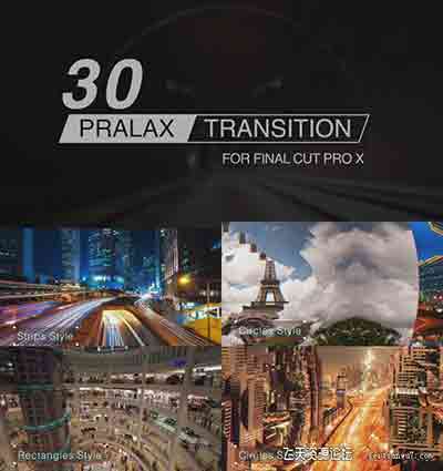 FCPX插件：30组图形切割视差视频转场预设