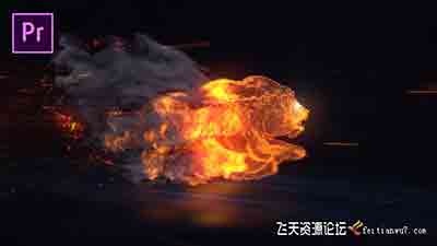PR模板-快速火爆奔跑火狮烟雾粒子火焰特效LOGO片头