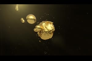 金色飞溅水球液体形成大球破碎飞溅LOGO动画片头视频pr模板_pr模板网