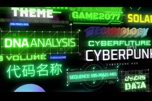 科幻网络朋克标题游戏名称led广告牌线路标注数字背景元素AE模板_VIP专属ae模板