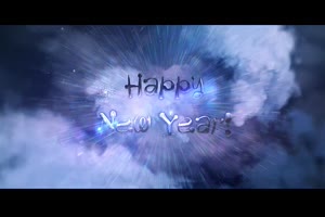 多彩美丽烟花粒子爆炸云层背景揭示新年祝福问候短视频AE模板素材_节日庆典ae模板