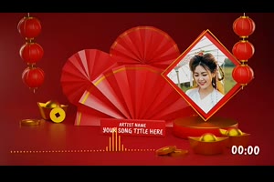 中国新年春节音乐播放可视化音频视觉封面视频动画制作AE模板素材_节日庆典ae模板