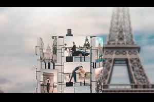 3D埃菲尔铁塔展示照片婚礼蜜月旅游明信片图片相册视频AE模板素材_相册ae模板
