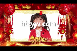 年童真儿童家庭版喜庆洋洋框架鼠年拜年祝福问候AE模板_VIP专属ae模板