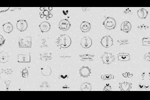 视频素材-108个可爱卡通浪漫爱情手绘涂鸦图形叠加动画素Animated Doodle Love Pack Video Overlays