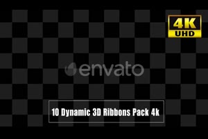 4K视频素材-10个红色绸缎丝带动画4K视频素 带透明通